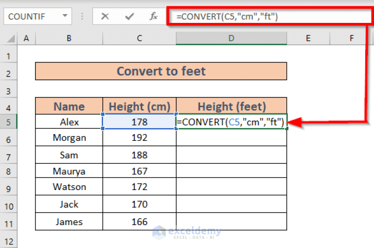 How to Convert CM to Feet and Inches in Excel (3 Effective Ways)