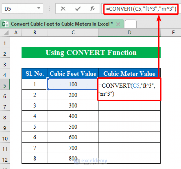 Convert Cubic Feet to Cubic Meters in Excel (2 Easy Methods)