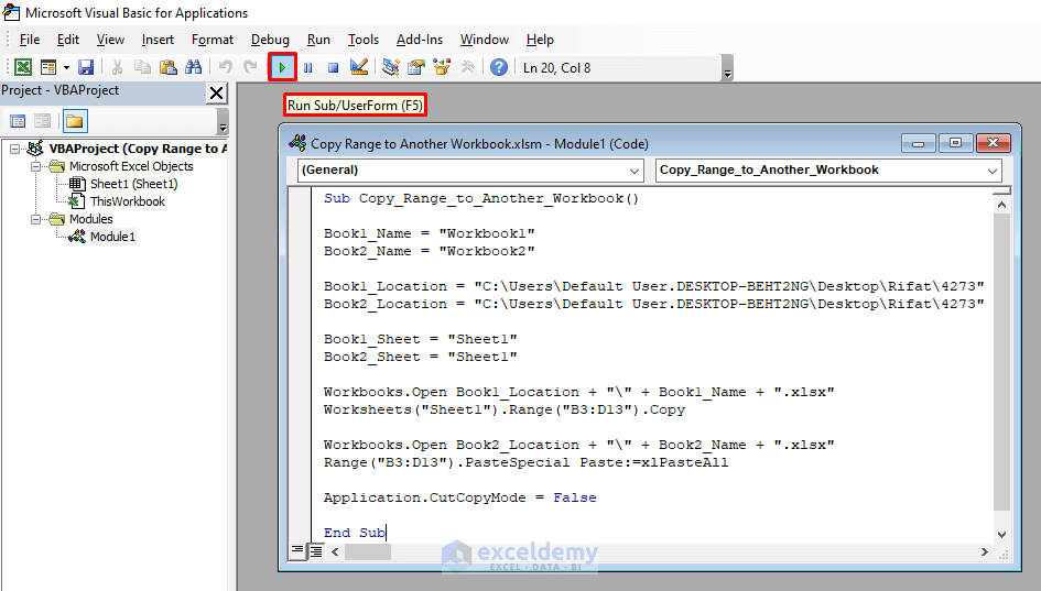 An Overview to Copy a Range to Another Workbook Using Excel VBA 8