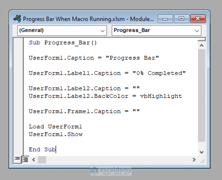 Excel VBA Create a Progress Bar While Macro Is Running ExcelDemy