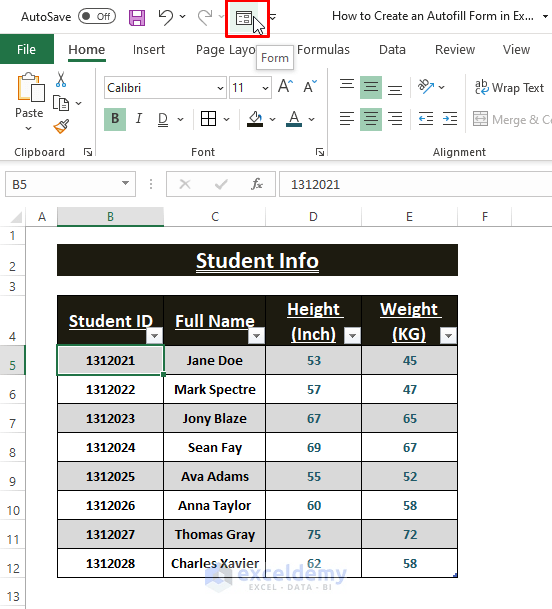 How to Create an Autofill Form in Excel (Step by Step Guide) ExcelDemy