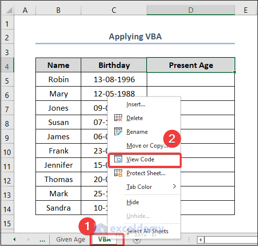 How to Calculate Age from Birthday in Excel (8 Easy Methods)