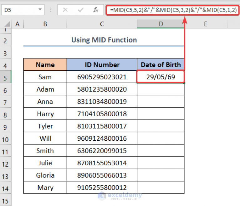 How to Calculate Age in Excel from ID Number (4 Quick Methods)