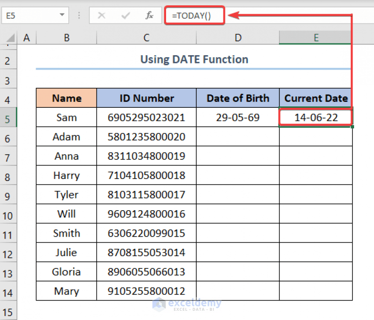 How to Calculate Age in Excel from ID Number (4 Quick Methods)