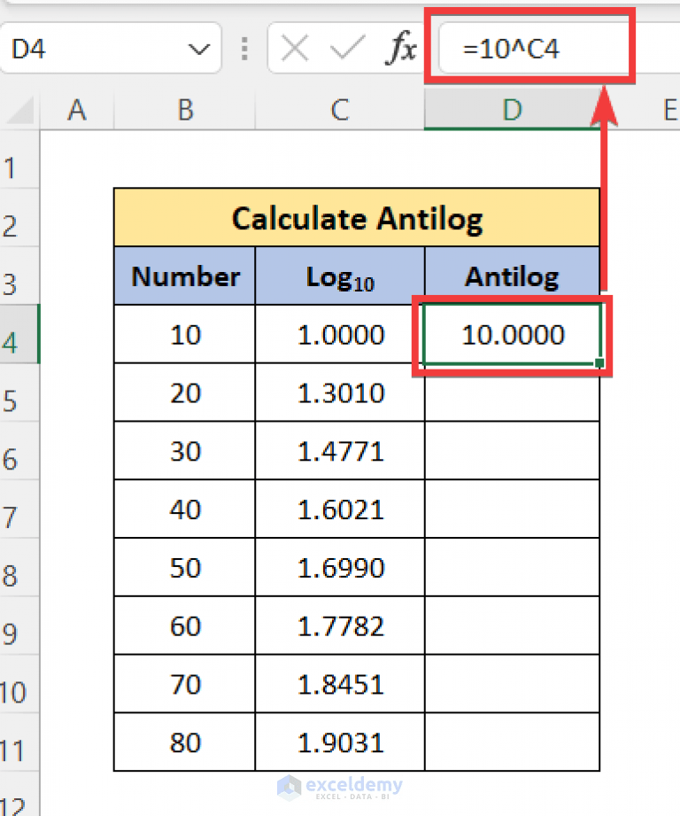 How to Calculate Antilog in Excel (With 3 Criteria) ExcelDemy