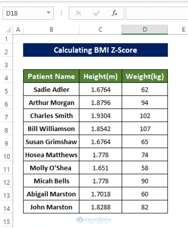 How to Calculate BMI Z Score in Excel (with Quick Steps) ExcelDemy
