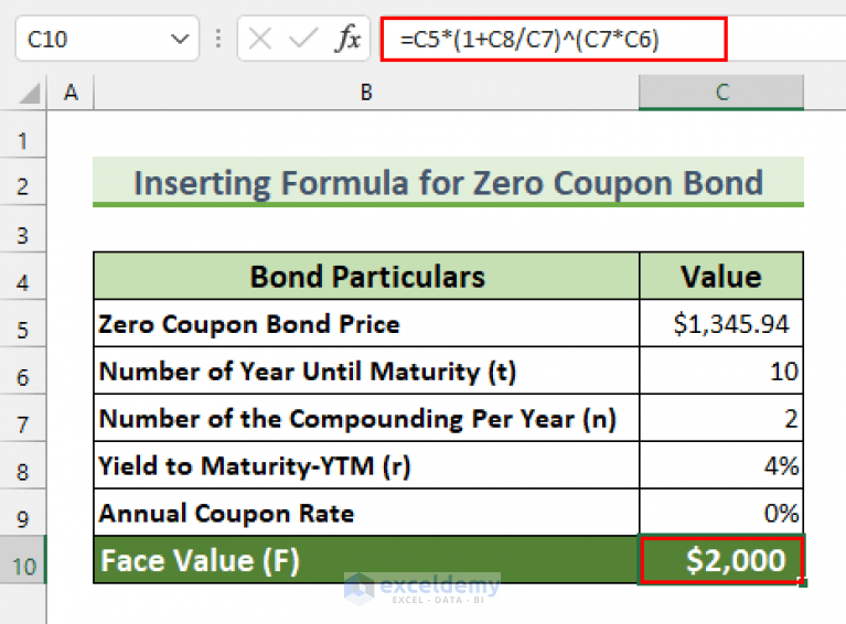 How to Calculate Face Value of a Bond in Excel (3 Easy Ways)