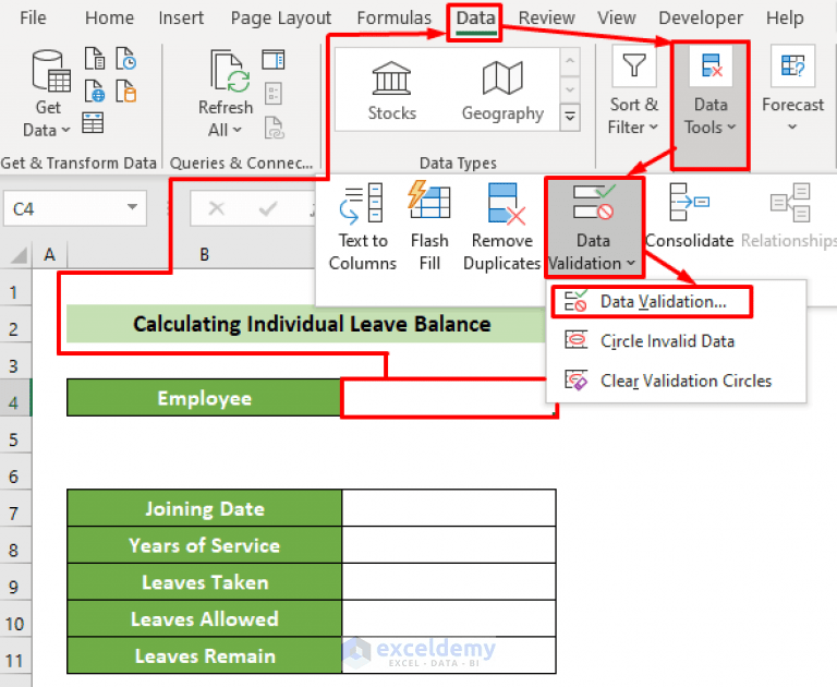 How to Calculate Leave Balance in Excel (with Detailed Steps)