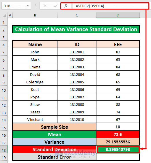 How to Calculate Mean Variance and Standard Deviation in Excel
