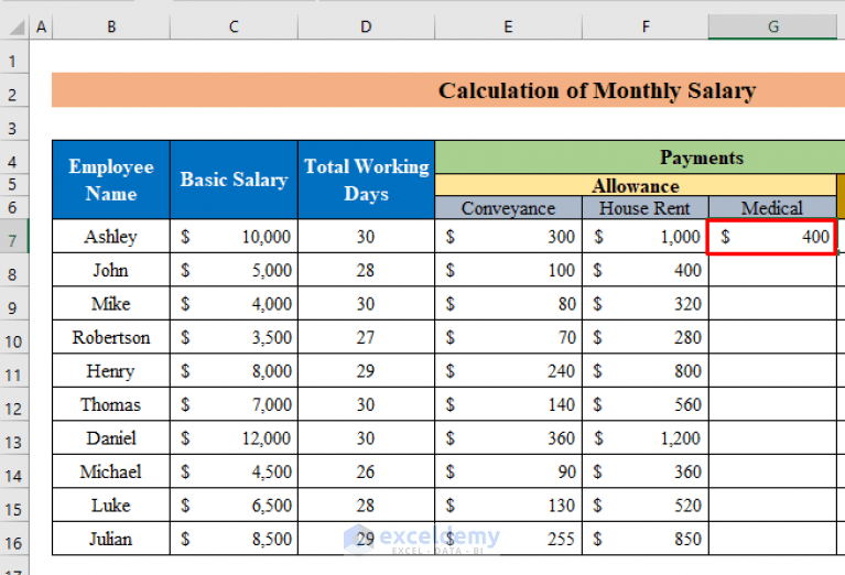 How to Calculate Monthly Salary in Excel (with Easy Steps) ExcelDemy