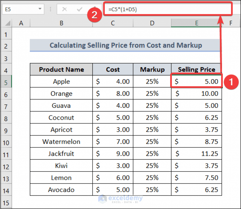 How to Calculate Selling Price in Excel (4 Easy Methods) ExcelDemy