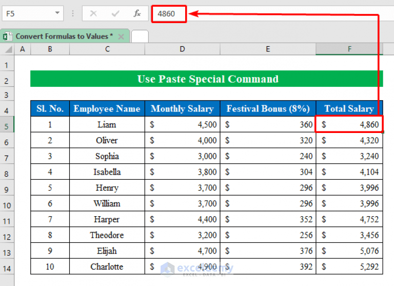 How to Convert Formulas to Values in Excel (8 Quick Methods)