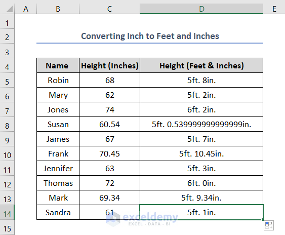 How to Convert Inches to Feet and Inches in Excel: 5 Methods