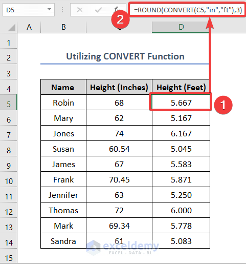 How to Convert Inches to Feet and Inches in Excel: 5 Methods
