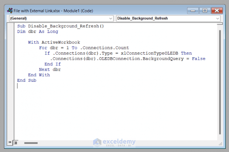 How to Disable Background Refresh in Excel (2 Handy Methods)