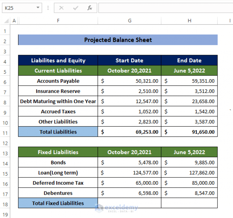 How to Make Projected Balance Sheet in Excel (with Quick Steps)
