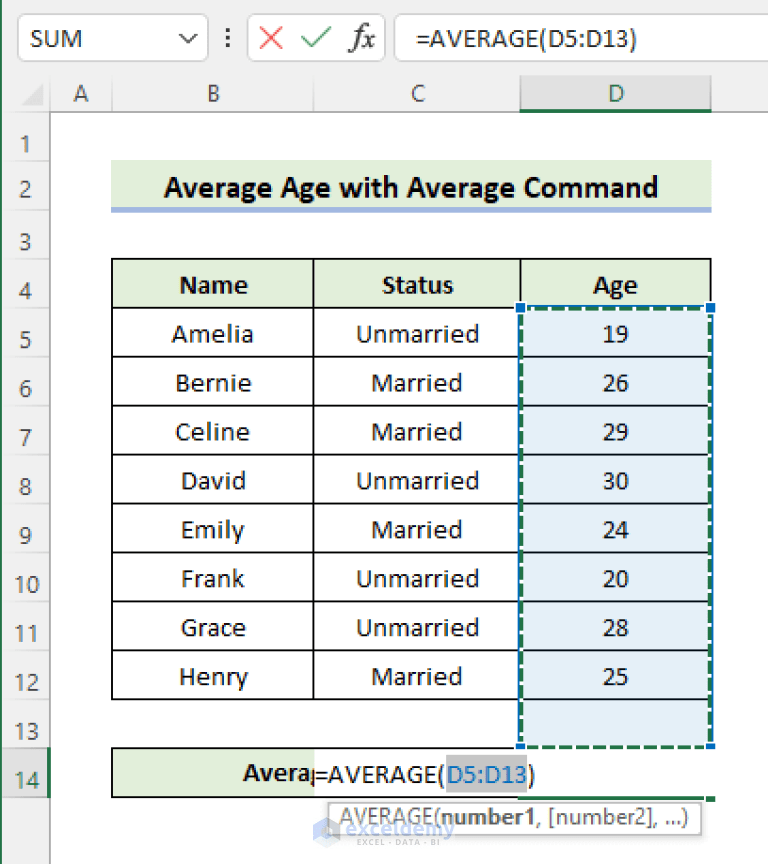 How to Calculate Average Age in Excel (Including Criteria) ExcelDemy