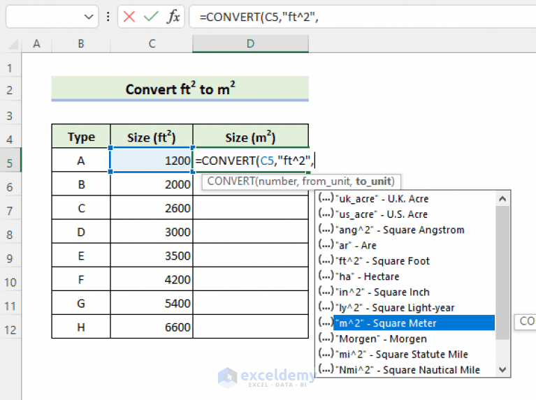 How to Convert Square Feet to Square Meters in Excel (2 Quick Methods)