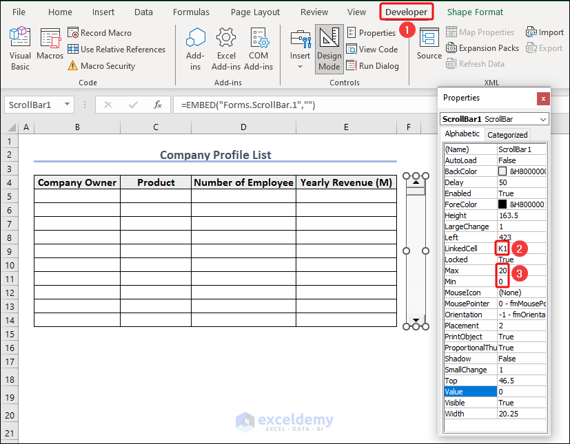 How to Insert Scroll Bar in Excel (2 Suitable Methods) ExcelDemy