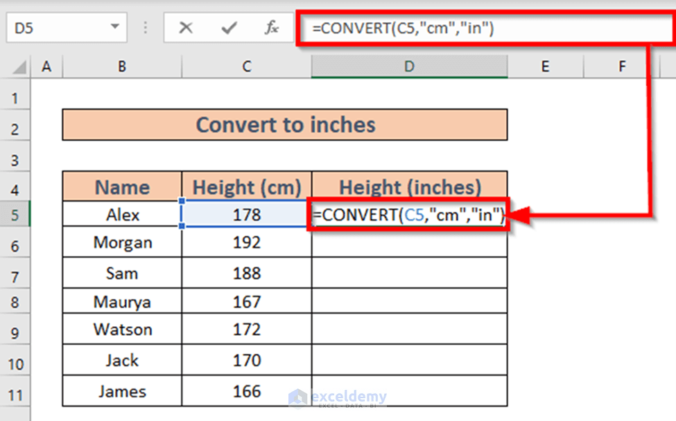 Converting CM to Inches in Excel (2 Simple Methods) ExcelDemy