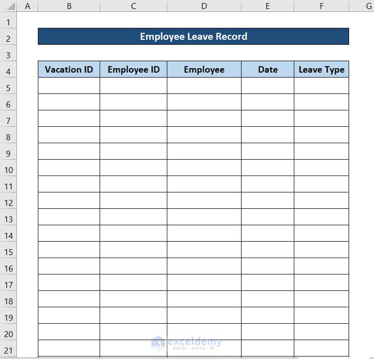 How to Create Employee Monthly Leave Record Format in Excel (With Easy Steps)