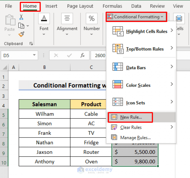 How to Use 4 Color Scale Conditional Formatting in Excel (2 Examples)
