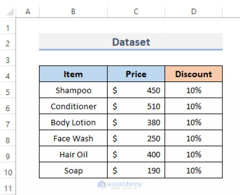 How to Calculate 10 Percent Discount in Excel (With Easy Steps)