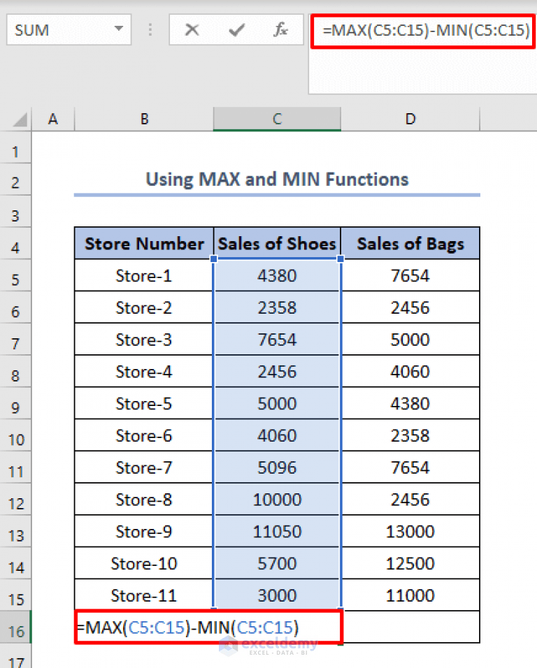 How to Calculate Range in Excel (5 Handy Methods) ExcelDemy
