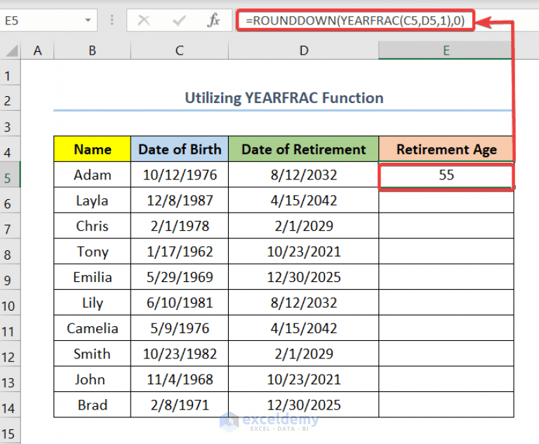 How to Calculate Retirement Age in Excel (4 Quick Methods) ExcelDemy