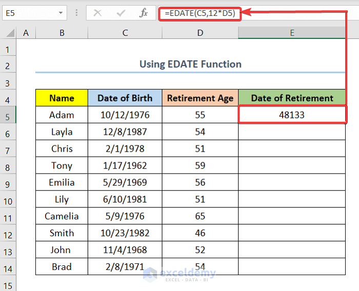 How to Calculate the Retirement Age in Excel 4 Quick Methods ExcelDemy