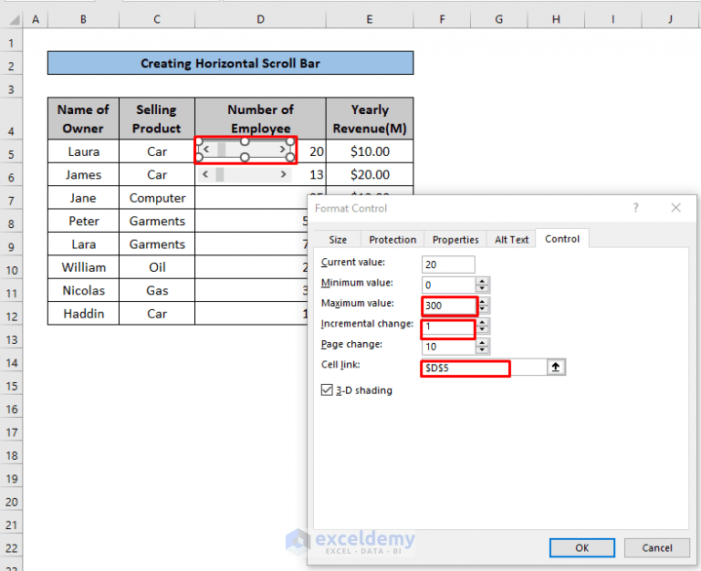 How to Insert Scroll Bar in Excel (2 Suitable Methods)