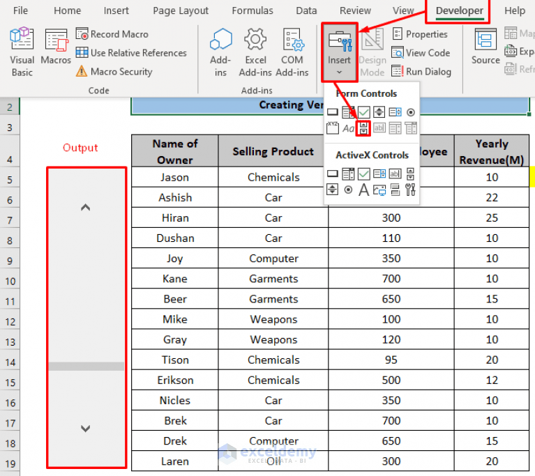 How to Insert Scroll Bar in Excel (2 Suitable Methods)