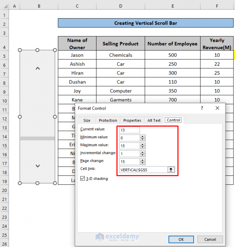 How to Insert Scroll Bar in Excel (2 Suitable Methods)