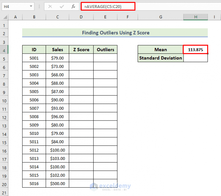 How to Find Outliers Using Z Score in Excel (with Quick Steps)