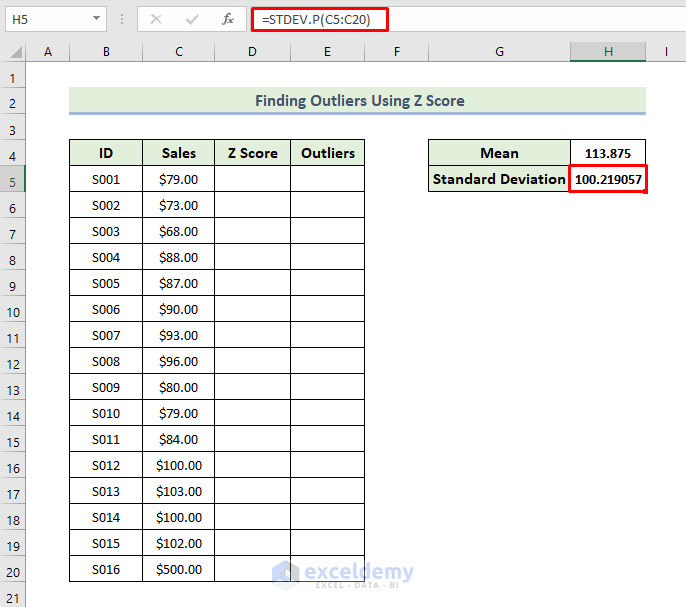 How to Find Outliers Using Z Score in Excel (with Quick Steps)