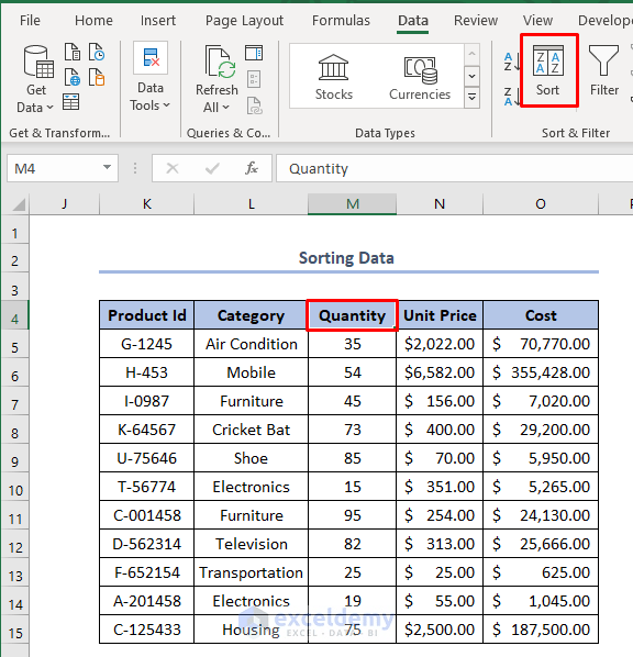 How to Organize Data for Analysis in Excel (5 Useful Methods)