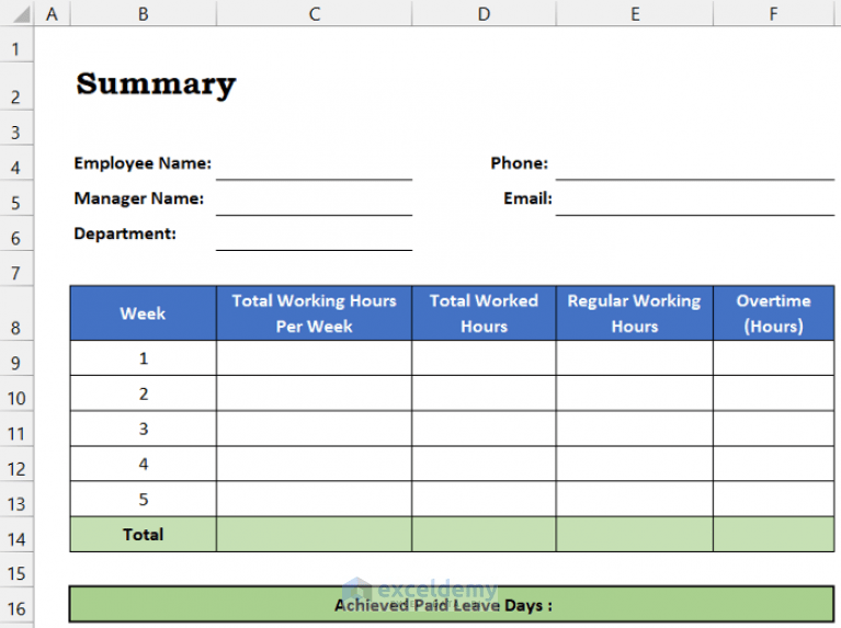 How to Track Comp Time in Excel (with Quick Steps) ExcelDemy