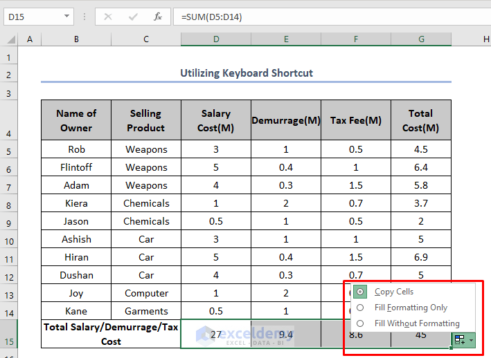 How to Use Fill Handle to Copy Formula in Excel (2 Examples)