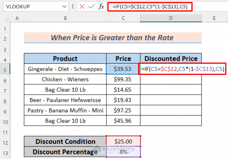 How to Use IF Function in Excel for Discounts (4 Suitable Examples)