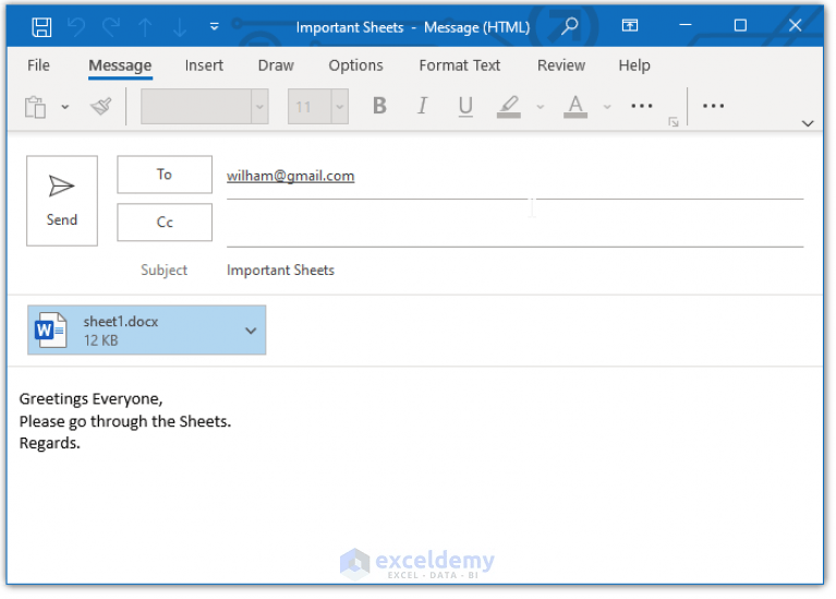 How to Mail Merge from Excel to Outlook with Attachments (2 Examples)