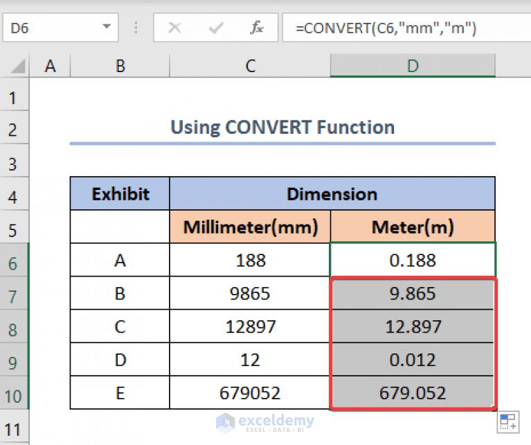 Millimeter(mm) to Square Meter Formula in Excel (2 Easy Methods)