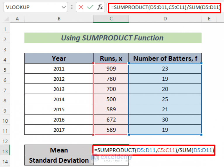 How to Calculate Standard Deviation of a Frequency Distribution in Excel