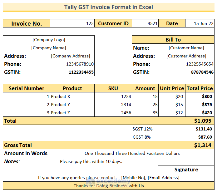 How to Create a Tally GST Invoice Format in Excel (with Easy Steps)