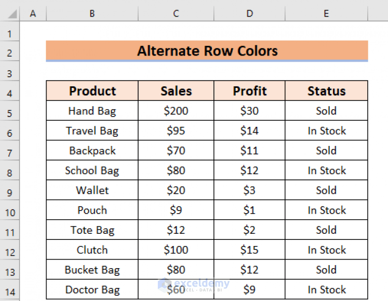 How to Alternate Row Colors in Excel Without Table (5 Methods)