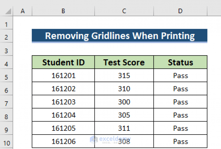 How to Remove Gridlines in Excel When Printing (6 Easy Ways)
