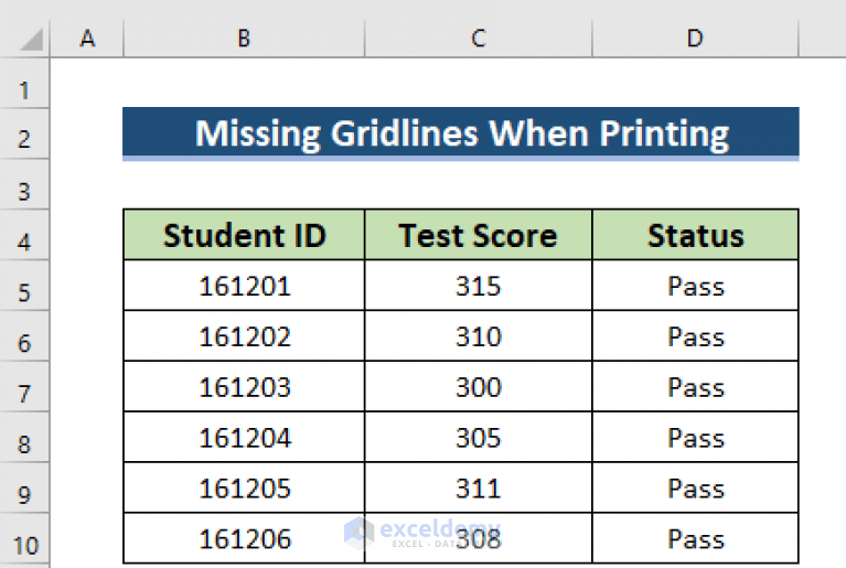 [Fixed!] Missing Gridlines in Excel When Printing (5 Solutions)