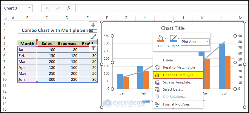 How to Create Column and Line Chart Combo in Excel (Step by Step