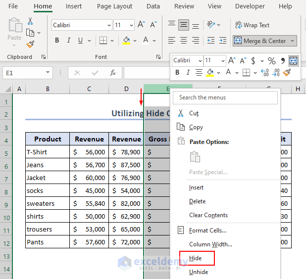 Hide Data in Excel ExcelDemy