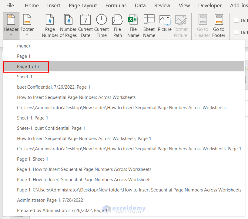 How to Insert Sequential Page Numbers Across Worksheets