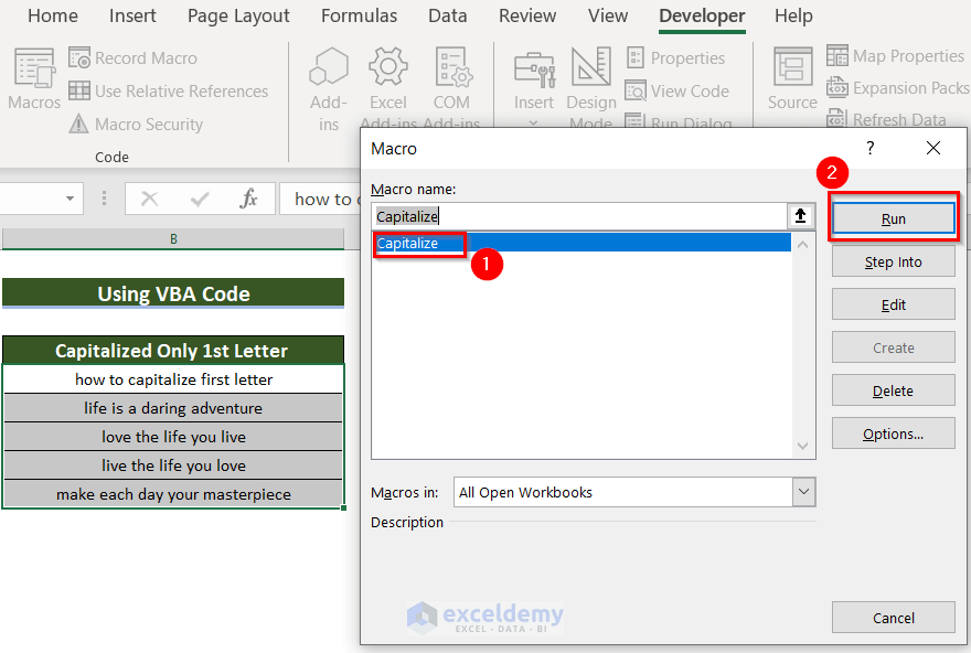 How to Capitalize First Letter of Sentence in Excel (6 Suitable Methods)
